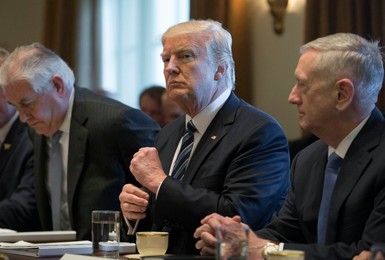 US President Donald J. Trump meets with members of his Cabinet