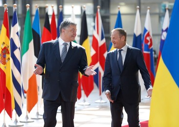 BELGIUM-BRUSSELS-EU-UKRAINE-TUSK-POROSHENKO