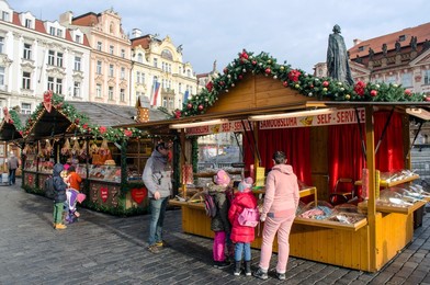 market stall Christmas Market Prague Czech Republic