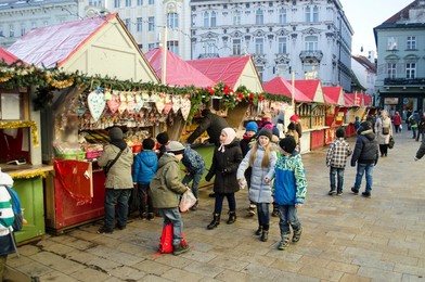 market stalls Christmas Market Old Town Bratislava  Slovakia