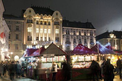market stalls Christmas Market Old Town Bratislava  Slovakia