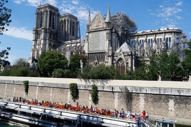 Consolidation work after the fire, Notre Dame de Paris Cathedral, Paris, France