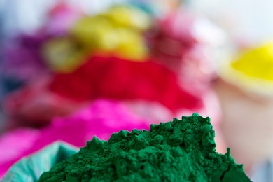 Holi festival color powder piles