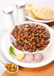 Chana masala with puri , indian food