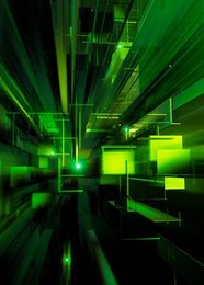 Abstract green geometric pattern with vanishing point