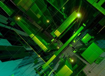 Abstract green geometric grid and block pattern