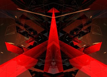 Abstract red arrow and geometric shape pattern