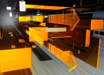 Abstract orange and yellow geometric arrow pattern