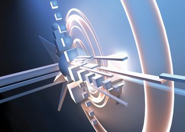 Abstract futuristic disassembled three dimensional structure