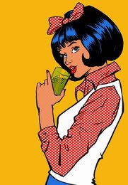 Beautiful young woman drinking healthy vegetable smoothie