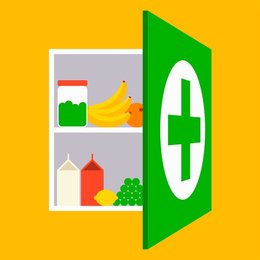 First aid cupboard full of healthy food