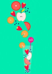 Healthy drink with lots of slices of fresh fruit