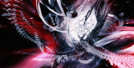 Complex abstract of tangled metallic cables and mathematical formulae