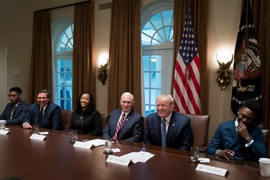 President Donald Trump Particiaptes in a Roundtable on Education in the Cabinet Room of the White House
