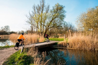 Cyclists at Wicken Fen Nature Reserve