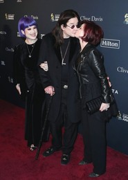 Kelly Osbourne, Ozzy Osbourne and Sharon Osbourne arrive at The Recording Academy And Clive Davis' 2020 Pre-GRAMMY Gala held at The Beverly Hilton Hotel on January 25, 2020 in Beverly Hills, Los Angeles, California, United States.