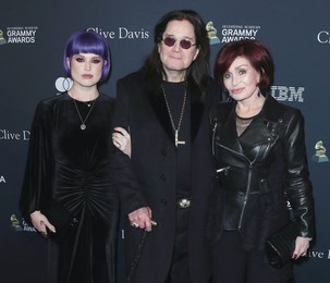 Kelly Osbourne, Ozzy Osbourne and Sharon Osbourne arrive at The Recording Academy And Clive Davis' 2020 Pre-GRAMMY Gala held at The Beverly Hilton Hotel on January 25, 2020 in Beverly Hills, Los Angeles, California, United States.