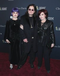 Kelly Osbourne, Ozzy Osbourne and Sharon Osbourne arrive at The Recording Academy And Clive Davis' 2020 Pre-GRAMMY Gala held at The Beverly Hilton Hotel on January 25, 2020 in Beverly Hills, Los Angeles, California, United States.