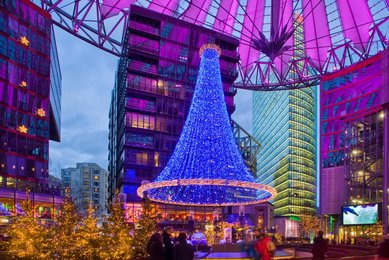 Berlin. Christmas market at the Sony Center