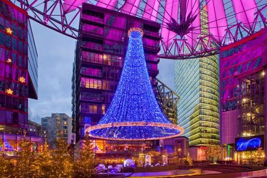 Berlin. Christmas market at the Sony Center