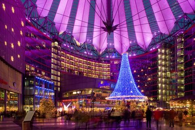 Berlin. Christmas market at the Sony Center