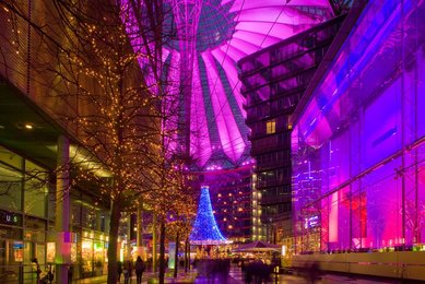 Berlin. Christmas market at the Sony Center
