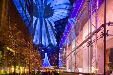 Berlin. Christmas market at the Sony Center