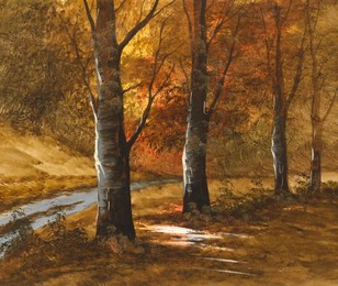 landscape, woods, trees, nature, autumn, historical,