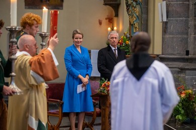 ROYALS RELIGION MASS MAREDSOUS ABBEY