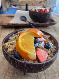 Healthy food bowl on restaurant table
