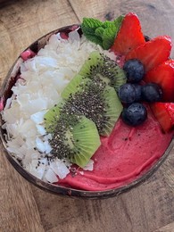 Healthy food bowl on restaurant table