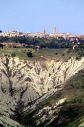 Cityscape from Calanchi nature reserve, Atri, Abruzzo, Italy