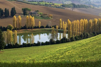 Lake. lucangeli. winery. landscape. horizontal. macerata. marche. italy. natural Beauty. nature. natural
