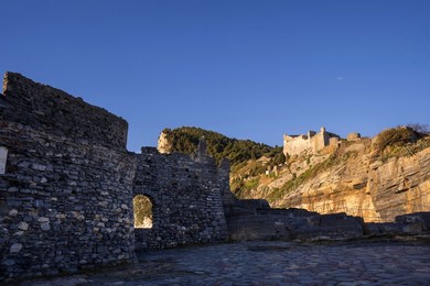 View. portovenere. doria. castle. unesco. world. heritage. site. horizontal. ligury. italy. Italyn. ligurian. ligurian Alps. ligurian Sea. liguria. mediterranean. mediterranean Sea. tourist Attraction. tourist Destination. touristic. travel Destination. t