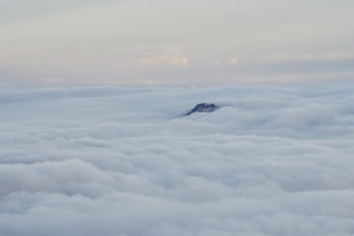 View. panoramic. point. cross. fog. landscape. horizontal. sarnano. marche. italy. Italyn. nature.