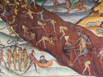 Europe. Romania. Walachia. Horezu Monastery. Fresco. Doomsday Europe. Romania. Wallachia. Horezu Monastery. Fresco. Last Judgment