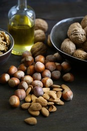 Walnuts, almonds and hazelnuts, products rich in Vitamin E for a healthy diet, Italy, Europe