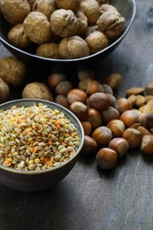 Walnuts, almonds, hazelnuts and cereal, Products rich in Vitamin E for a healthy diet, Italy, Europe