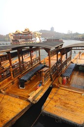 Tourist boats on West Lake. Zheijiang, Hangzhou, China, Asia