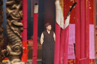 Monk in the Temple of the Prime Minister. Henan, Kaifeng, China