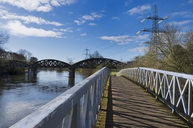 Bridges at the confluence of the River Thames and Hinksey Stream at Kennington, sunrise