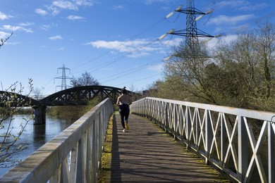 Bridges at the confluence of the River Thames and Hinksey Stream at Kennington, sunrise