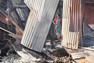 Fire at the Battala market.