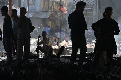 Fire at the Battala market.