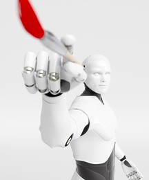 Conceptual robot painting demonstrating creative AI abilities 3d render