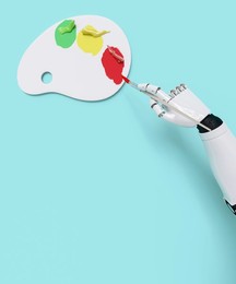 Conceptual robot painting demonstrating creative AI abilities 3d render