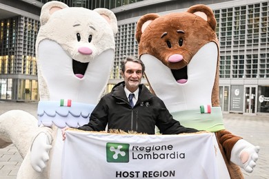 Mascots of Cortina 2026 Winter Olympics, Milano, Italy - 27 Feb 2024