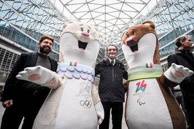 Mascots of Cortina 2026 Winter Olympics, Milano, Italy - 27 Feb 2024