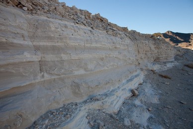 Soft-sediment deformation of volcanic ash (Yellowstone ash), Mojave Desert, California