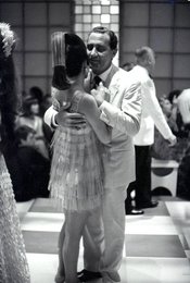 Alberto Sordi dancing with Ismene Chigi at the party organized by the Cicogna Family